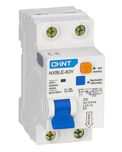 NXBLE-63Y (R) 1п+N C 6А 30мА электронный тип AC 4.5кА CHINT (105540). Автоматический выключатель дифференциального тока. CHINT в Саранске