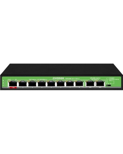 DSP208F-2F-T120 DSP208F-2F-T120 V1 (L2) 10х100Мбит/с 8PoE 8PoE+ 120W. Коммутатор с питанием по PoE. Digma в Саранске