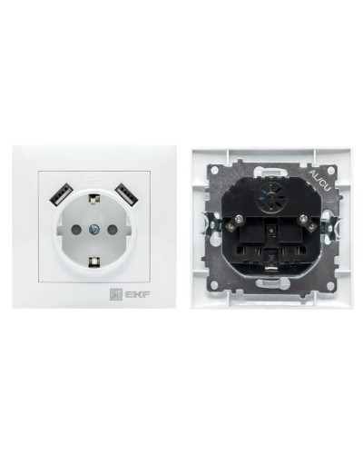 Валенсия розетка 1-местная с/з 16А (EWR16-028-10-2USB). Розетка 1-местная с/з 16А. EKF в Саранске