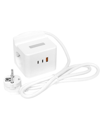 Удлинитель Куб 2 гнезда USB + 2Type C с быстрой зарядкой, подставкой под телефон и ночником 1,3 метра 1мм2. Удлинитель Куб. EKF в Саранске