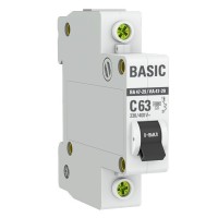 Автоматический выключатель 1P 63А (C) 4,5кА ВА 47-29 Basic (mcb4729-1-63C). Автоматический выключатель. EKF
