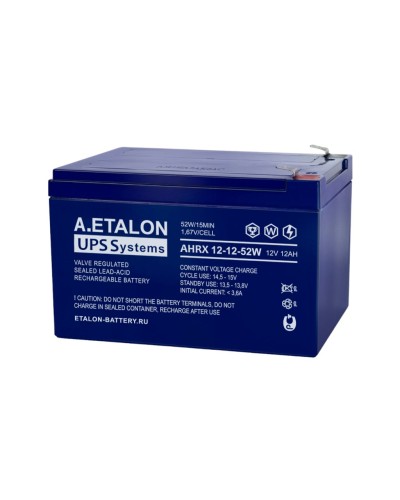 A.ETALON AHRX 12-12-52W. Аккумулятор герметичный свинцово-кислотный. ETALON в Саранске