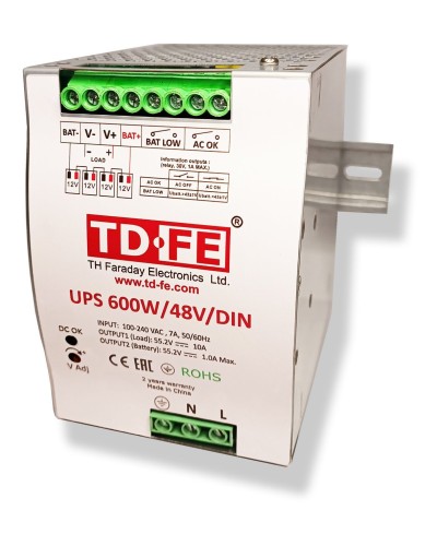 UPS 600W/48V/DIN. Источник вторичного электропитания резервированный. FARADAY в Саранске