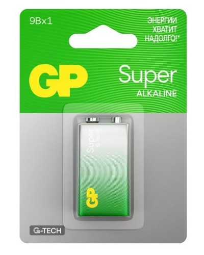 GP Super Alkaline 9V Крона (GP 1604AA21-5CRSBC1), БЛИСТЕР. Алкалиновая батарейка. GP Batteries в Саранске