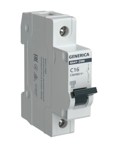 GENERICA ВА47-29М 1P C 16А 4,5кА (MVA21-1-016-C-G). Автоматический выключатель. IEK в Саранске