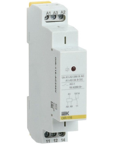 Реле промежуточное модульное OIR 1 контакт 16А 230В AC (OIR-116-AC230V). Реле промежуточное модульное. IEK в Саранске