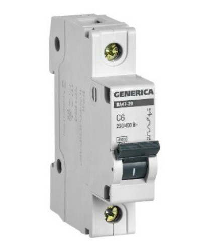 GENERICA ВА47-29 1P C 6А 4,5кА (MVA25-1-006-C). Автоматический выключатель. IEK в Саранске