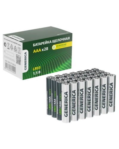 Батарейка Alkaline LR03/AAA GENERICA (28 шт) (ABT-LR03-ST-B28-G). Батарейка щелочная. IEK в Саранске