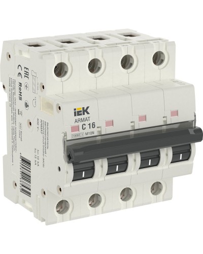 M10N 4P C 16А 10кА ARMAT (AR-M10N-4-C016). Автоматический выключатель. IEK в Саранске