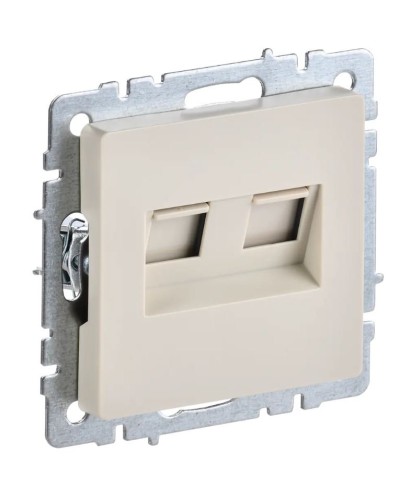Розетка RJ45 РК10-2-БрКр кат.5E, бежевый BRITE (BR-K20-1-K10). Розетка компьютерная двойная. IEK в Саранске