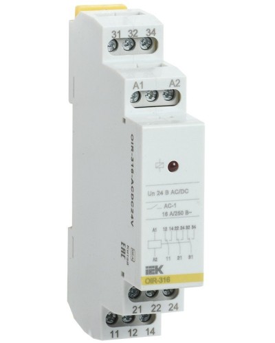 Реле промежуточное модульное OIR 3 контакта 16А 24В AC/DC (OIR-316-ACDC24V). Реле промежуточное модульное. IEK в Саранске