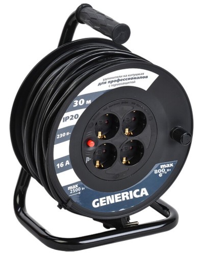 УК20 4 места 2P+PE, 20м GENERICA (WKP20-16-04-20-G). Удлинитель на катушке с термозащитой, 3х1,5кв.мм. IEK в Саранске