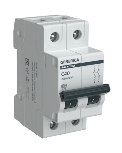 GENERICA ВА47-29М 2P C 40А 4,5кА (MVA21-2-040-C-G). Автоматический выключатель. IEK в Саранске