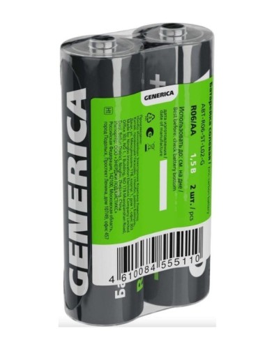 Батарейка солевая R06/AA GENERICA (2 шт) (ABT-R06-ST-L02-G). Батарейка солевая. IEK в Саранске
