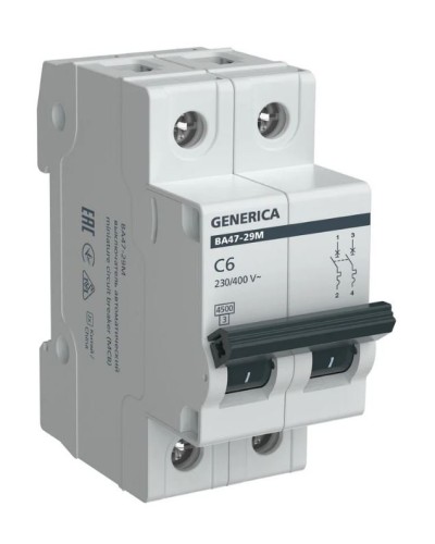 GENERICA ВА47-29М 2P C 6А 4,5кА (MVA21-2-006-C-G). Автоматический выключатель. IEK в Саранске