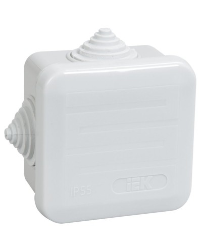 Коробка распаячная КМ41236 70х70х40 открытой проводки IP44 4 гермоввода серая (UKOZ11-070-070-040-K41-44). Коробка распаячная безгалогенная (HF) с защелкивающейся крышкой. IEK в Саранске