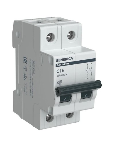 GENERICA ВА47-29М 2P C 16А 4,5кА (MVA21-2-016-C-G). Автоматический выключатель. IEK в Саранске