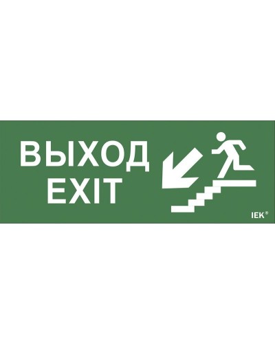Самоклеящаяся этикетка Выход/лестница вниз/фигура для ССА (LPC10-1-35-13-VLVNF). Самоклеящаяся этикетка 240х90 мм. IEK в Саранске
