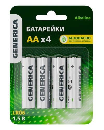 Батарейка Alkaline LR06/AA GENERICA (4 шт) (ABT-LR06-ST-L04-G). Батарейка щелочная. IEK в Саранске