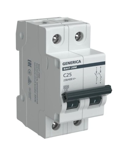 GENERICA ВА47-29М 2P C 25А 4,5кА (MVA21-2-025-C-G). Автоматический выключатель. IEK в Саранске