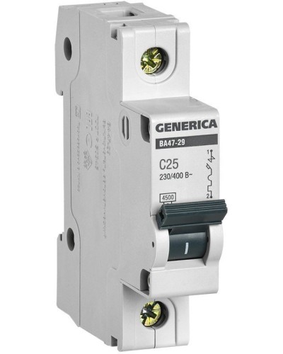 GENERICA ВА47-29 1P C 25А 4,5кА (MVA25-1-025-C). Автоматический выключатель. IEK в Саранске