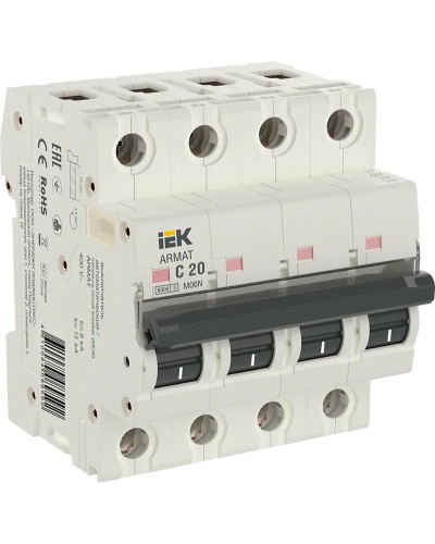 M06N 4P C 20А 6кА ARMAT (AR-M06N-4-C020). Автоматический выключатель. IEK в Саранске