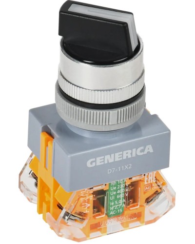 Переключатель D7-11X2 на 2 положения черный GENERICA (BSW50-11X2-3-21-2-K02-G). Переключатель. IEK в Саранске