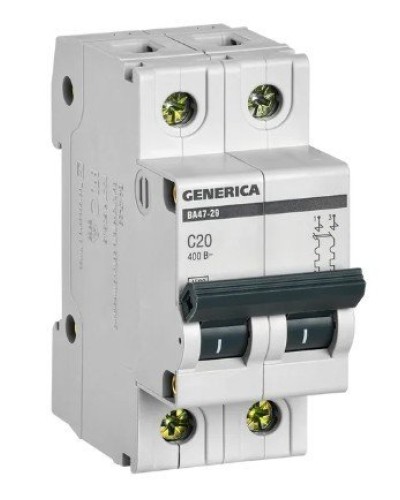 GENERICA ВА47-29 2P C 20А 4,5кА (MVA25-2-020-C). Автоматический выключатель. IEK в Саранске