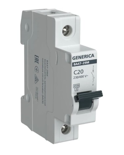 GENERICA ВА47-29М 1P C 20А 4,5кА (MVA21-1-020-C-G). Автоматический выключатель. IEK в Саранске