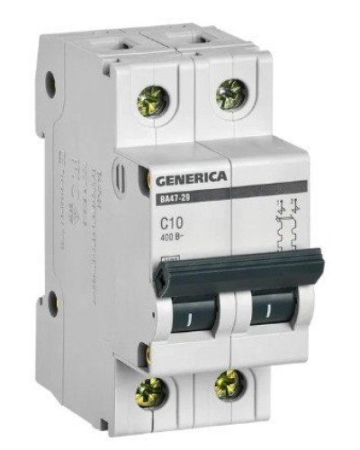 GENERICA ВА47-29 2P C 10А 4,5кА (MVA25-2-010-C). Автоматический выключатель. IEK в Саранске