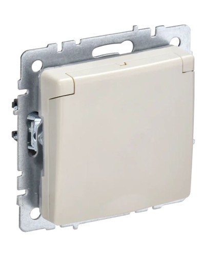 Розетка с з/к РСбш10-3-44-БрКр бежевый BRITE (BR-R16-16-44-K10). Розетка с заземлением с защитными шторками и крышкой. IEK в Саранске