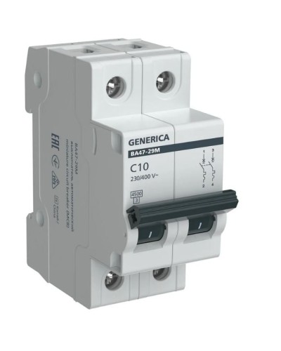 GENERICA ВА47-29М 2P C 10А 4,5кА (MVA21-2-010-C-G). Автоматический выключатель. IEK в Саранске