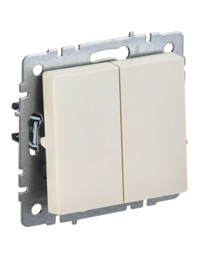 Выключатель 2-клавишный проходной ВС10-2-6-БрКр бежевый BRITE (BR-V22-0-10-K10). Выключатель. IEK в Саранске