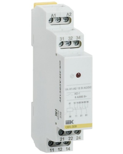 Реле промежуточное модульное OIR 3 контакта 8А 230В AC (OIR-308-AC230V). Реле промежуточное модульное. IEK в Саранске