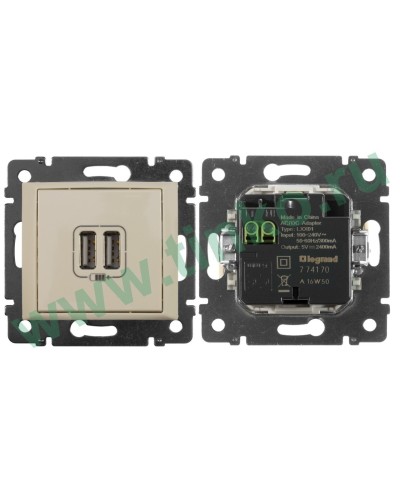 Розетка Valena двойная, USB, слоновая кость (774170). Розетка. LegranD в Саранске