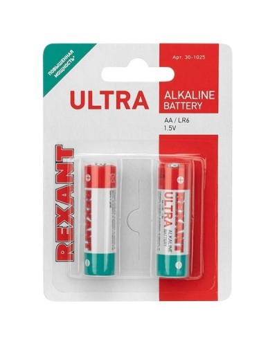 Ультра алкалиновая батарейка AA/LR6 1,5 V 2 шт. блистер REXANT (30-1025). Элемент питания. Rexant в Саранске