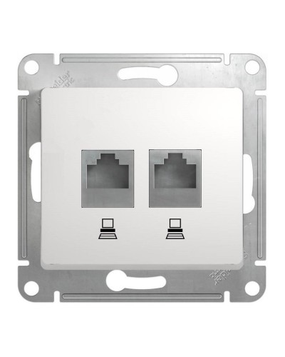 Glossa розетка RJ45+RJ45 2-местная, кат. 5Е, скрытой установки, механизм, белый (GSL000185KK). Розетка компьютерная. Systeme Electric в Саранске