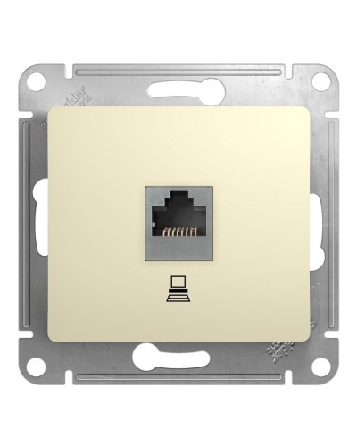 Glossa розетка RJ45 1-местная, кат. 5Е, скрытой установки, механизм, бежевый (GSL000281K). Розетка компьютерная. Systeme Electric в Саранске