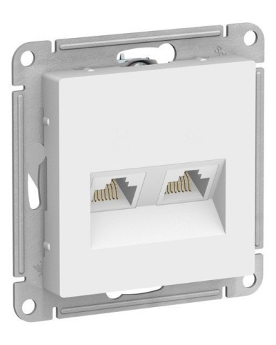 AtlasDesign розетка RJ45+RJ45, 2-местная, скрытой установки, механизм, белый (ATN000185). Розетка компьютерная. Systeme Electric в Саранске