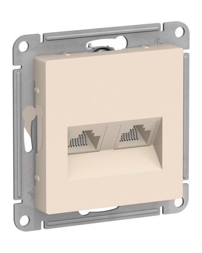 AtlasDesign розетка RJ45+RJ45, 2-местная, скрытой установки, механизм, бежевый (ATN000285). Розетка компьютерная. Systeme Electric в Саранске