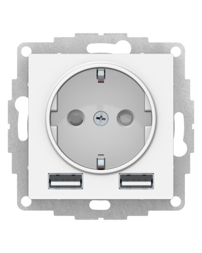 AtlasDesign розетка 1-местная с 2 USB A+A, скрытой установки, механизм, белый (ATN000130). Розетка с USB. Systeme Electric в Саранске