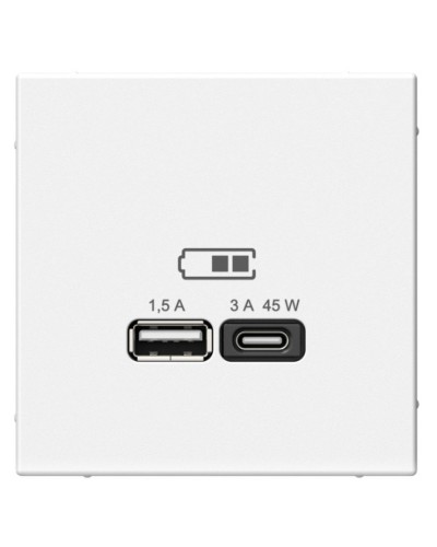 ArtGallery розетка USB тип-A+C 45Вт, скрытой установки, механизм, белый (GAL000129). Розетка USB. Systeme Electric в Саранске