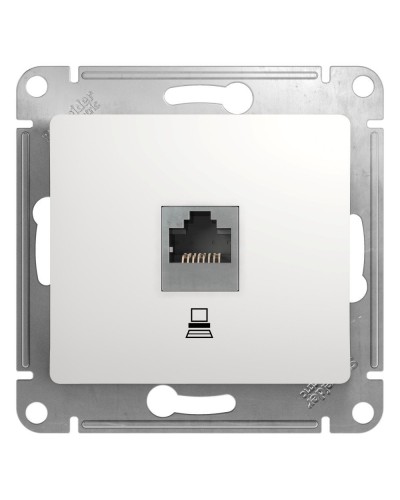 Glossa розетка RJ45 1-местная, кат. 5Е, скрытой установки, механизм, белый (GSL000181K). Розетка компьютерная. Systeme Electric в Саранске