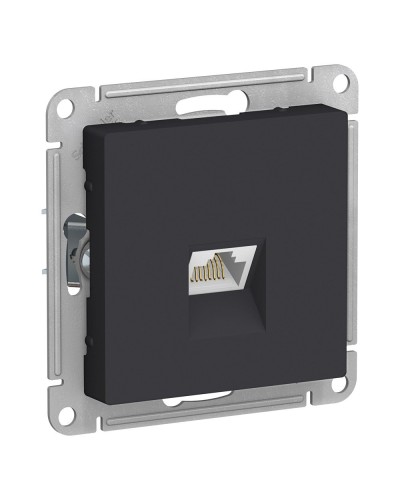 AtlasDesign розетка RJ45, кат. 5Е, 1-местная, скрытой установки, механизм, карбон (ATN001083). Розетка компьютерная. Systeme Electric в Саранске