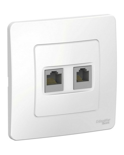 BLANCA розетка RJ45+RJ11 2-местная, кат. 5Е, скрытой установки, белый (BLNIS045111). Розетка компьютерная + телефонная. Systeme Electric в Саранске