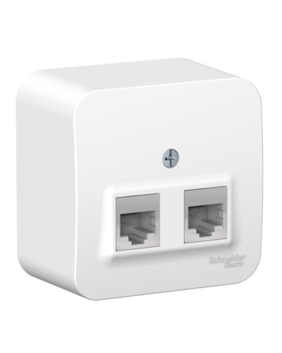 BLANCA розетка RJ11+RJ45, 2-местная, кат. 5Е, открытой установки, белый (BLNIA045111). Розетка компьютерная + телефонная с изолированной пластиной. Systeme Electric в Саранске