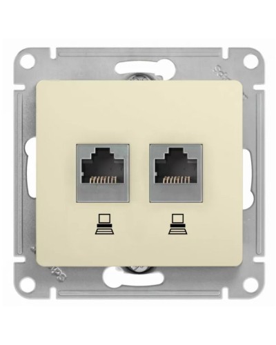 Glossa розетка RJ11+RJ45, 2-местная, кат. 5Е, скрытой установки, механизм, бежевый (GSL000285). Розетка компьютерная + телефонная. Systeme Electric в Саранске