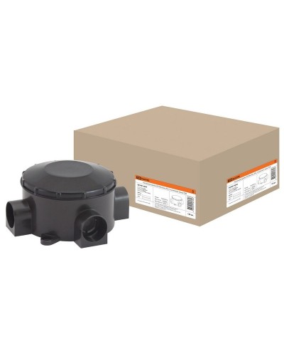 Распаячная коробка ОП D80х35мм, IP42, 3-х рожковая, черная TDM (SQ1401-4044). Распаячная коробка ОП. TDM ЕLECTRIC в Саранске