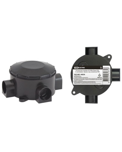 Распаячная коробка ОП D80х35мм, IP42, 3-х рожковая, черная TDM (SQ1401-4054). Распаячная коробка ОП. TDM ЕLECTRIC в Саранске