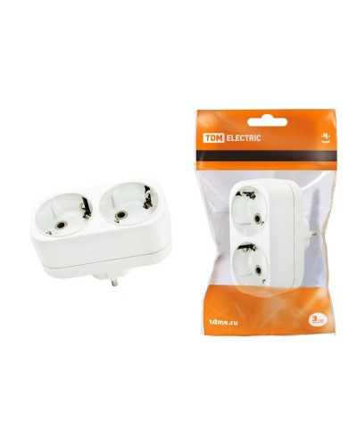 Блок на 2 гнезда 2П+З плоский 16А 250B TDM (SQ1806-0026). Розетка. TDM ЕLECTRIC в Саранске
